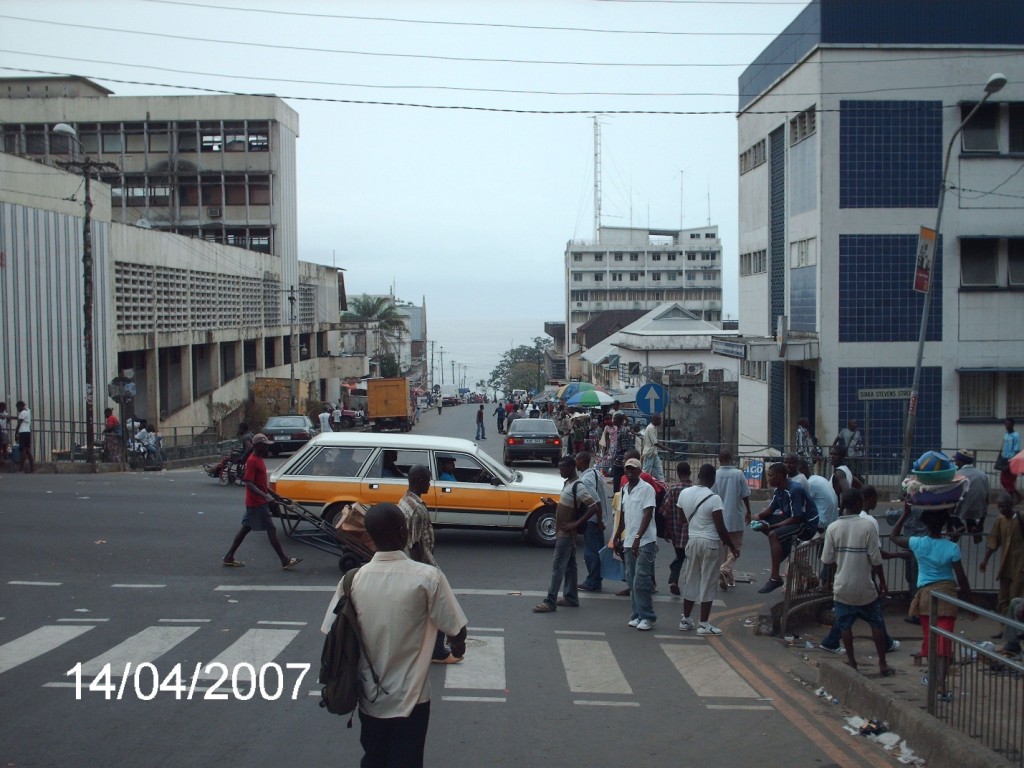 A street scene in Freetown, Sierra Leone -- Freetown, Sierra Leone. April 2007.